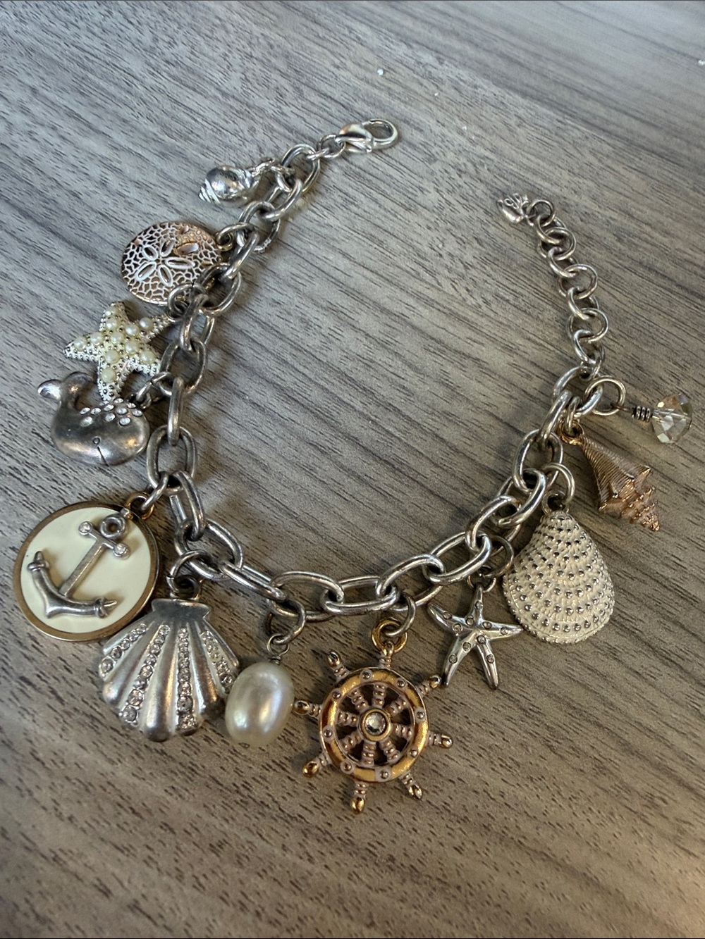 Brighton Two-Tone Nautical Charm Bracelet in Silver and Gold